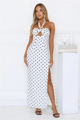 Chic Days Strapless Polka Dot Maxi Dress White