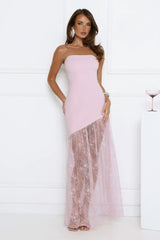 Fit For The Front Row Strapless Maxi Dress Pink